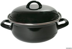 Braadpan emaille zwart - casseruola 22 cm 3 litri acciaio senza PFAS