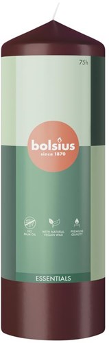 Bolsius candela pilastro rosso bordeaux 20cm cera vegana 75 ore durata