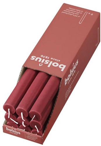 Bolsius candela da tavola rustica rossa 27 cm cera vegana 13 ore