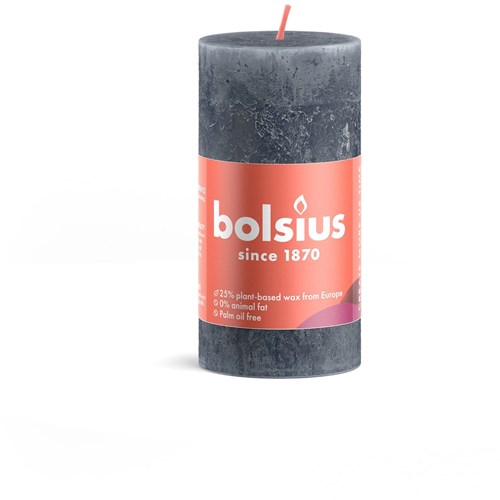 Bolsius candela rustica blu - candela decorativa cera vegana 10cm