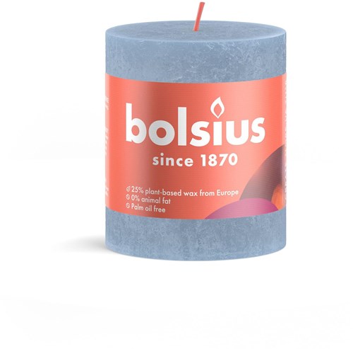 Bolsius candela rustica cilindrica Sky Blue 8x6,8 cm decorazione candela