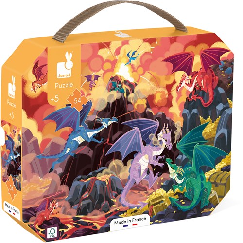 Janod puzzle draghi - 54 pezzi puzzle in cartone bambini