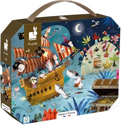 Janod puzzle - pirati - 36 pezzi - valigetta - poster