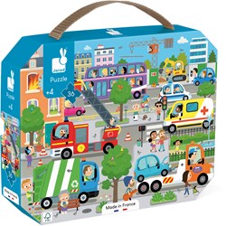 Janod puzzle città - puzzle in cartone per bambini 36 pezzi con valigetta