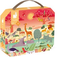 Janod puzzle riserva animali - puzzle in valigetta 54 pezzi
