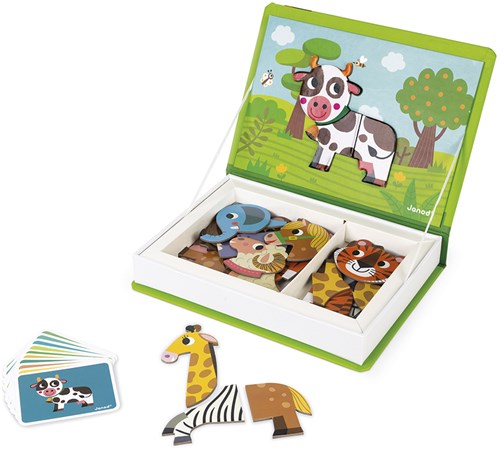 Janod Magnetibook - Libro Magnetico Educativo Animali con 30 Magneti