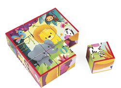 Janod puzzle a blocchi - Animali della giungla - 9 blocchi di cartone - giocattolo educativo