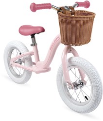 Janod bicicletta senza pedali metallo rosa - stile vintage retro con cestino