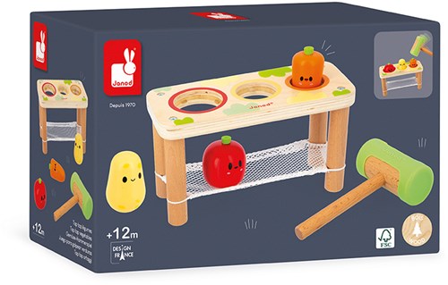 Janod gioco martello fattoria - giocattolo in legno verdure per motricità