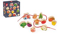 Janod giocattolo fattoria - set orto perline in legno da infilare per bambini-2