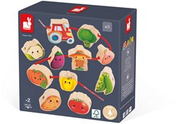 Janod giocattolo fattoria - set orto perline in legno da infilare per bambini