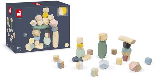 Janod Sweet Cocoon pietre impilabili - blocchi di costruzione in legno per bambini-2