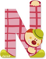 Janod lettera in legno N - Decorazione clown per cameretta