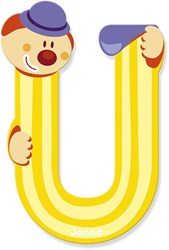 Janod lettera in legno giocattolo Clown Lettera U magnetica gialla