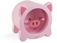 Janod salvadanaio maialino - salvadanaio in legno per bambini con finestra trasparente