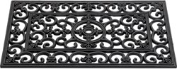 HQ tappetino in gomma anticato French Lily nero 45x75cm zerbino ingresso