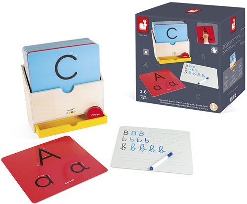 Janod giocattolo educativo - imparare a scrivere - set di scrittura in legno per bambini-3