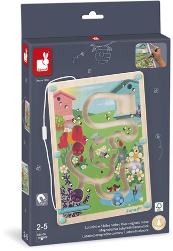 Janod labirinto magnetico alveare giocattolo educativo in legno-2