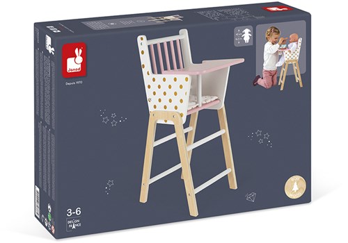 Janod Candy Chic - Sedia in legno per bambole - Rosa Oro Bianco-2