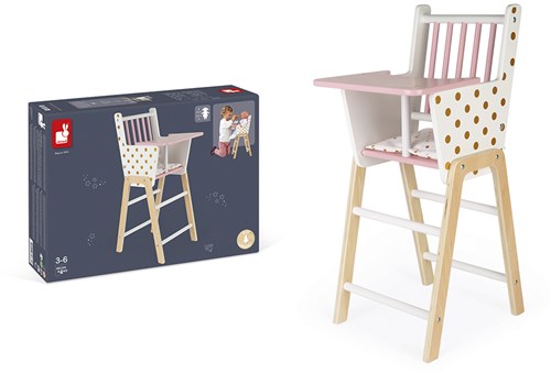 Janod Candy Chic - Sedia in legno per bambole - Rosa Oro Bianco-3