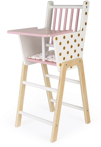 Janod Candy Chic - Sedia in legno per bambole - Rosa Oro Bianco