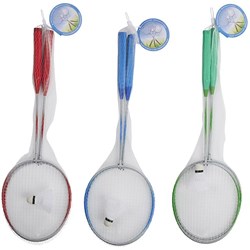 Set badminton giocattolo sportivo - 2 racchette e volano multicolore