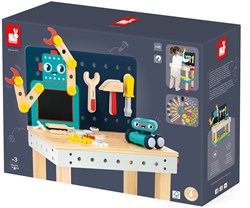 Janod banco da lavoro robot - giocattolo in legno con accessori