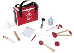 Janod - Valigetta del dottore giocattolo in legno con accessori - kit medico