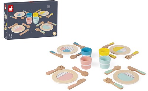 Janod set stoviglie in legno - servizio da cucina per bambini-2