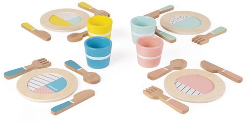 Janod set stoviglie in legno - servizio da cucina per bambini-3