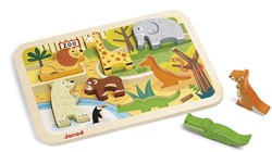 Janod puzzle in legno animali dello zoo - puzzle chunky 7 pezzi
