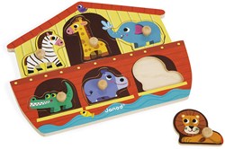 Janod puzzle a manopole in legno Arca di Noè - 6 pezzi - giocattolo educativo