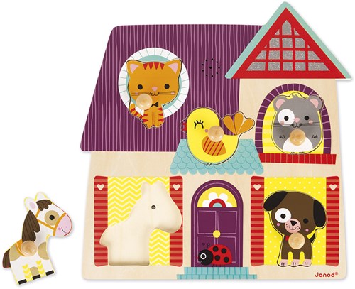Janod puzzle sonoro in legno I miei piccoli amici - giocattolo educativo animali-2