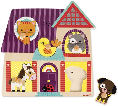 Janod puzzle sonoro in legno I miei piccoli amici - giocattolo educativo animali