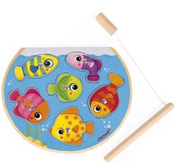 Janod puzzle in legno - gioco di pesca magnetico per bambini - giocattolo educativo