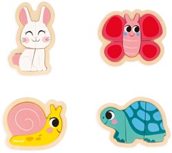 Janod set puzzle in legno - animali da giardino - 4 puzzle 2-3-4-5 pezzi