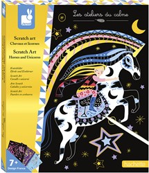 Janod Scratch Art - Set creativo cavalli e unicorni cartone