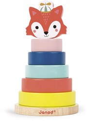 Janod torre impilabile in legno volpe - Baby Forest - giocattolo colorato