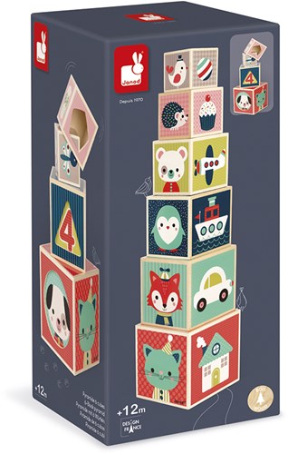 Janod torre impilabile in legno - Baby Forest piramide 6 blocchi - giocattolo educativo-2