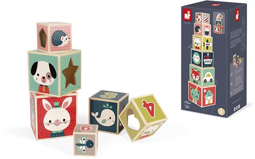 Janod torre impilabile in legno - Baby Forest piramide 6 blocchi - giocattolo educativo-3