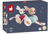 Janod giocattolo in legno da tirare - conigli - gioco motricità bimbi-2