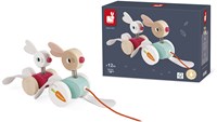 Janod giocattolo in legno da tirare - conigli - gioco motricità bimbi-3