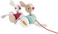 Janod giocattolo in legno da tirare - conigli - gioco motricità bimbi