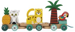 Janod Tropik - Treno in legno da tirare Tropical Express - Giocattolo educativo