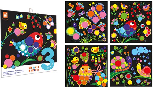 Janod Atelier - Set di adesivi rotondi - Gioco creativo per bambini dai 3 anni