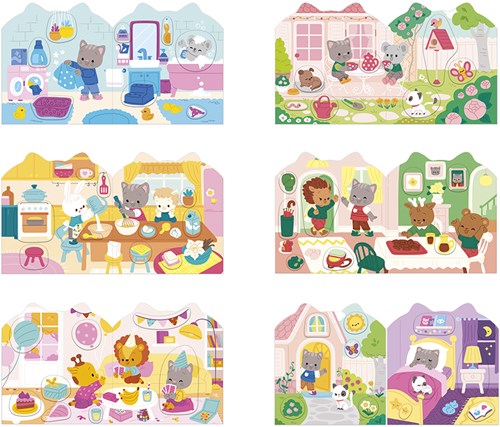 Janod libro di adesivi - casa - adesivi per piccole mani e creatività