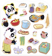 Janod stickers - Libro di adesivi La mia giornata con panda e 70 adesivi-2