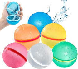 Kakuna 6 palloncini d'acqua riutilizzabili e ricaricabili con chiusura magnetica - giochi d'acqua / giocattoli d'acqua per bambini - giocattoli da bagno