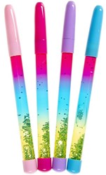Penna a sfera glitter arcobaleno - penna colorata con liquido scintillante