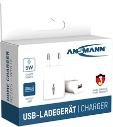 Ansmann caricabatterie USB-A bianco - caricatore compatto 5W per smartphone